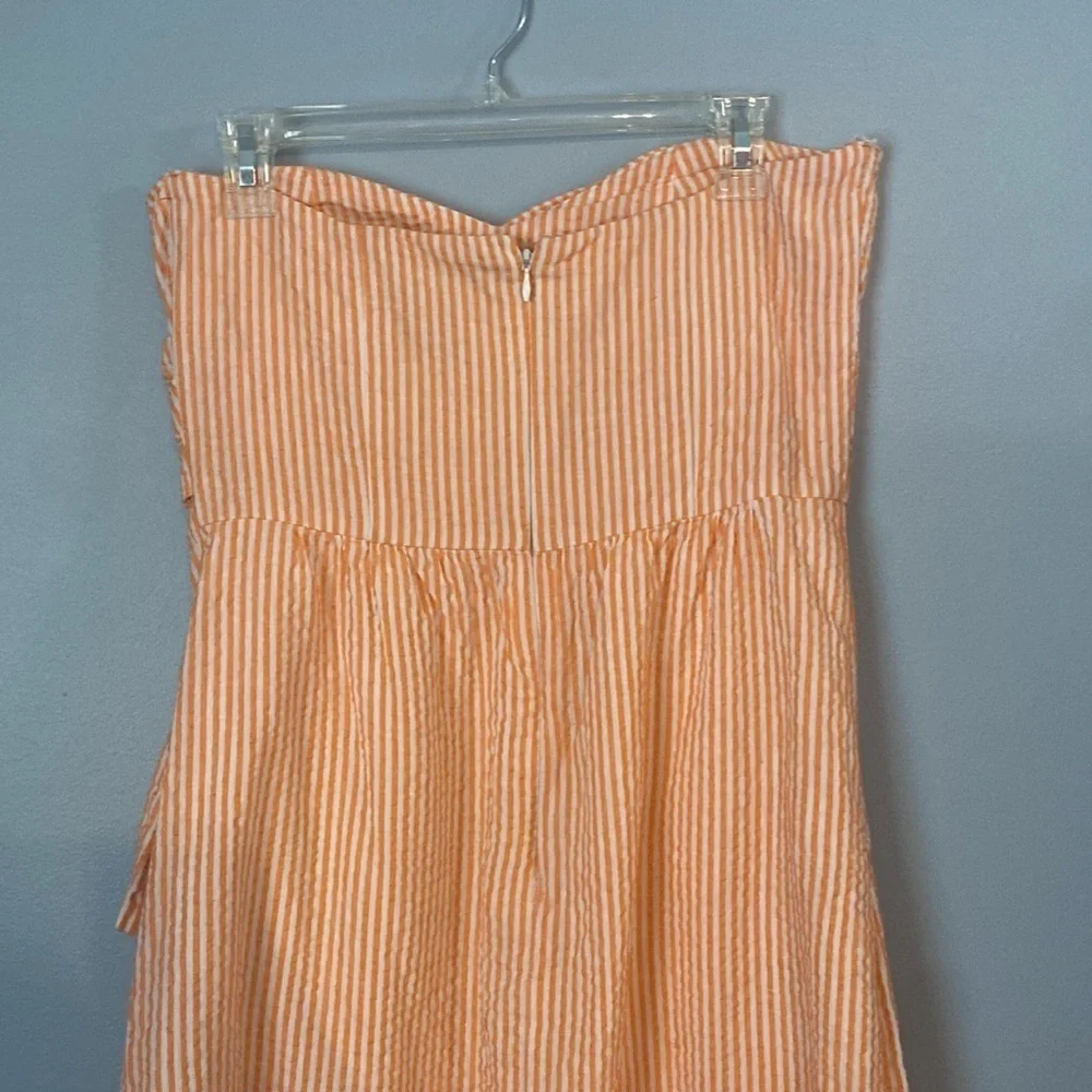 Judith March Orange Seersucker Striped Bow Dress size large - Picture 4 of 7